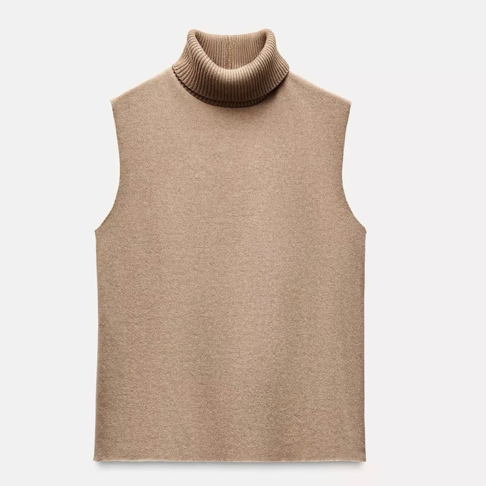 ZARA Sleeveless Turtleneck Sweater NWT - Picture 7 of 9